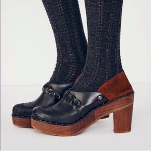 Free People Black & Brown Raleigh Clogs